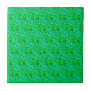 Azulejo Patrón Botánico Abstracto Verde Trébol Moderno