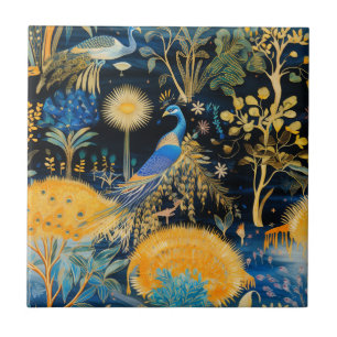 Azulejo Patrón botánico de aves exóticas Chinoiserie (10)