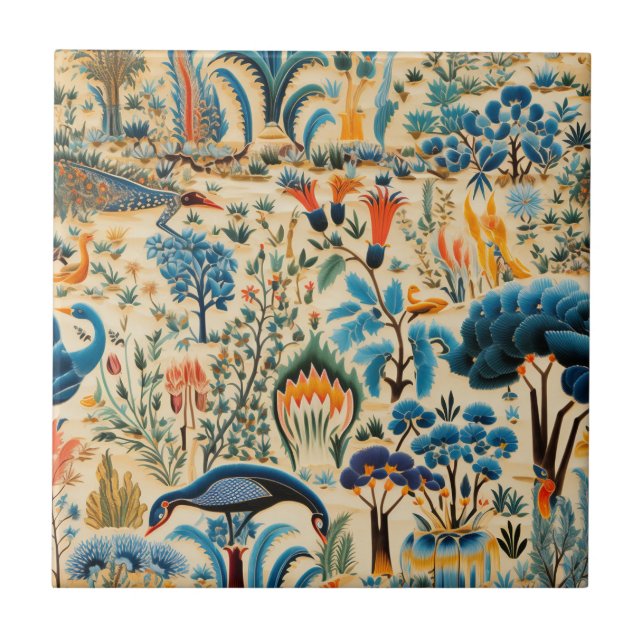 Azulejo Patrón Botánico de Aves Exóticas Chinoiserie (11) (Frente)