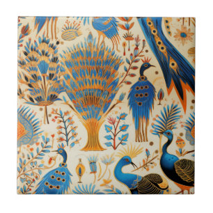 Azulejo Patrón Botánico de Aves Exóticas Chinoiserie (9)