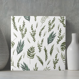 Azulejo Patrón botánico de hojas verdes