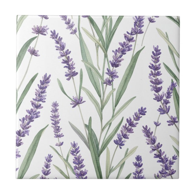 Azulejo Patrón botánico de lavanda (Frente)