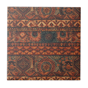 Azulejo Patrón botánico de terracota salvia boho oscuro
