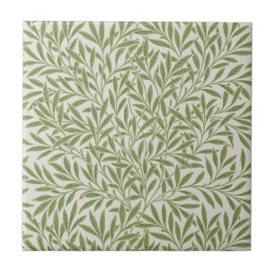 Azulejo Patrón botánico floral verde de William Morris