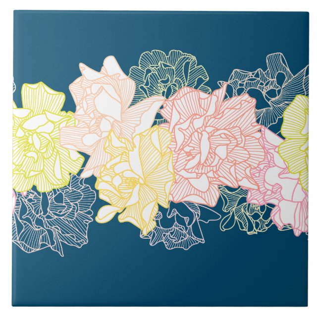 Azulejo Patrón Botánico Floral Vivienda (Frente)