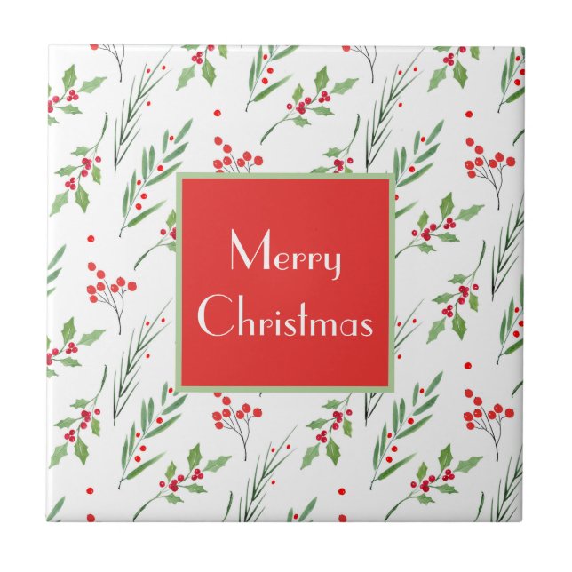 Azulejo Patrón botánico mixto de navidades (Frente)