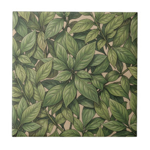 Azulejo Patrón botánico vintage de hoja verde sin costuras