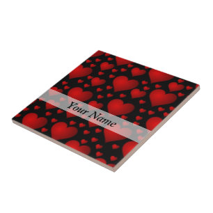 Azulejo Patrón cardíaco rojo y negro