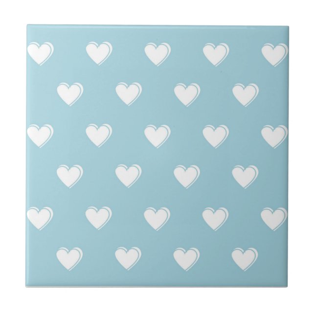 Azulejo Patrón cardíaco simple de corte blanco azul (Frente)