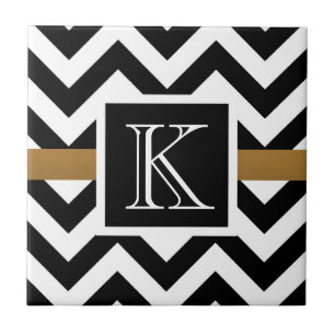 Azulejo Patrón Chevron blanco y negro