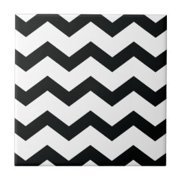 Azulejo Patrón Chevron Blanco y negro