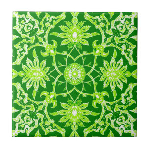 Azulejo Patrón chino moderado - verde esmeralda