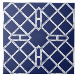 Azulejo Patrón Chippendale chino azul y blanco