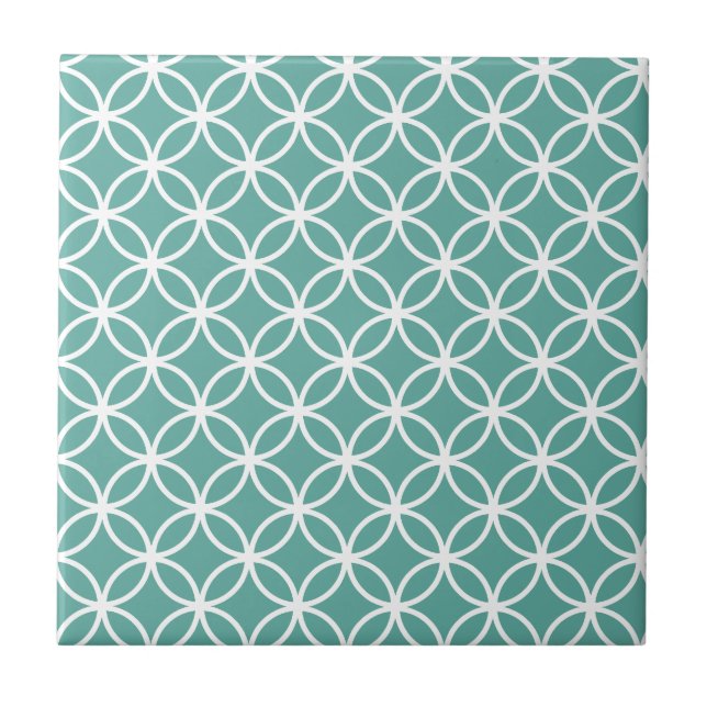 Azulejo Patrón circular moderno azul claro (Frente)