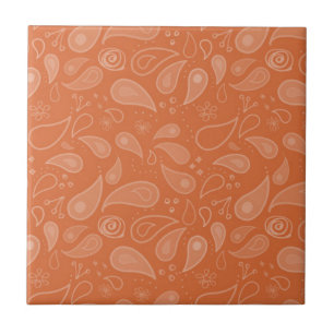 Azulejo Patrón clásico de cachemira naranja ornamentado