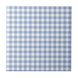 Azulejo Patrón clásico de gingham azul claro con estampado