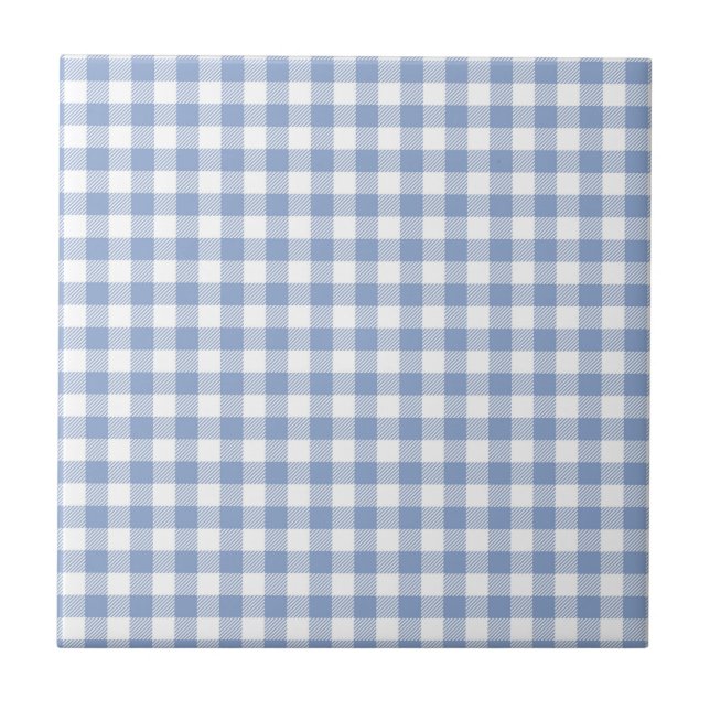 Azulejo Patrón clásico de gingham azul claro con estampado (Frente)