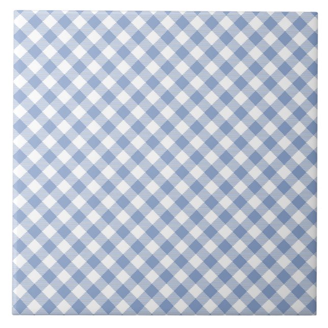 Azulejo Patrón clásico de gingham azul claro con estampado (Frente)