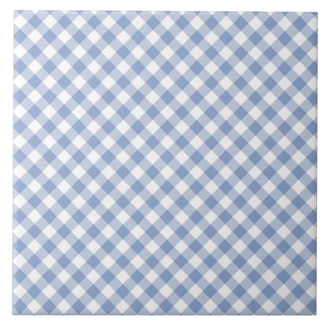Azulejo Patrón clásico de Gingham azul comprobado (Frente)