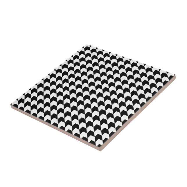 Azulejo Patrón clásico de houndstooth negro (Lado)