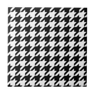 Azulejo Patrón Clásico de Pata de Gallo: Negro y Blanco Vi