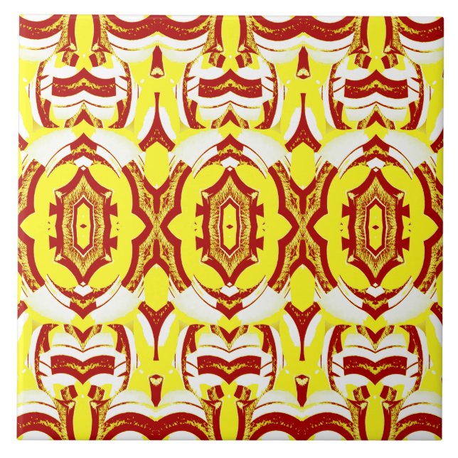 Azulejo Patrón clásico moderno amarillo y marrón (Frente)