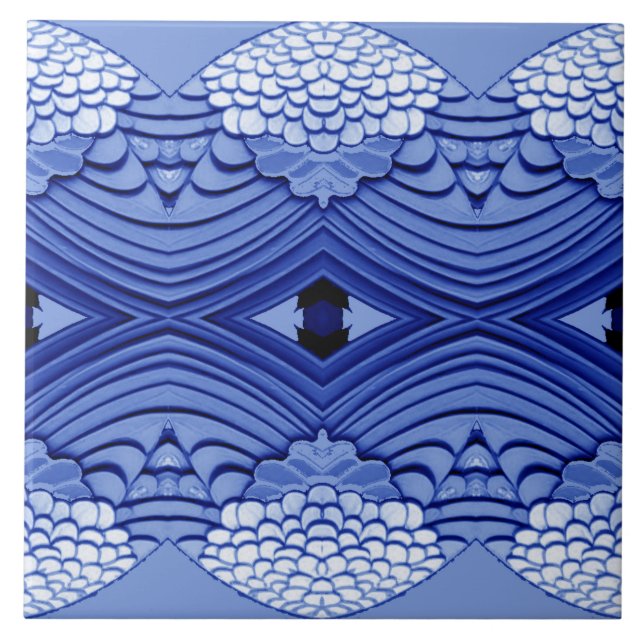 Azulejo Patrón clásico moderno azul y blanco (Frente)