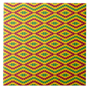 Azulejo Patrón colorido africano Kente