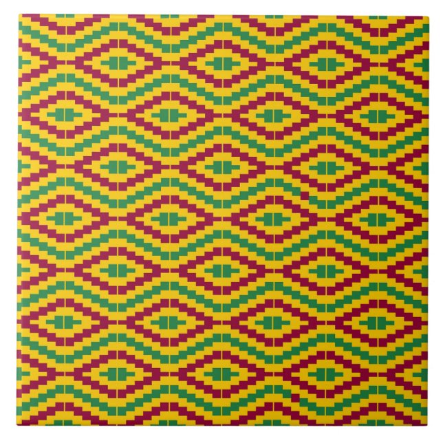Azulejo Patrón colorido africano Kente (Frente)