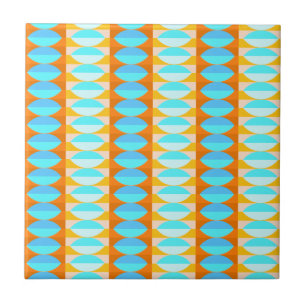 Azulejo Patrón colorido turquesa azul naranja amarillo