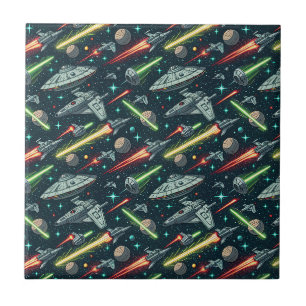Azulejo Patrón Cómic de Nave Espacial de Batalla Espacial 
