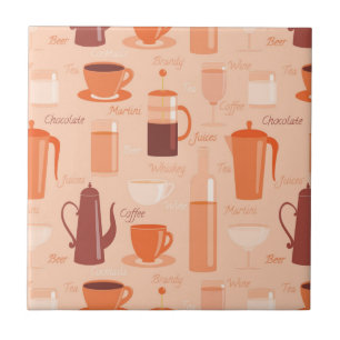 Azulejo Patrón con bebidas y texto