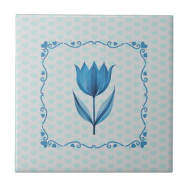 Azulejo Patrón con un Tulipán Azul