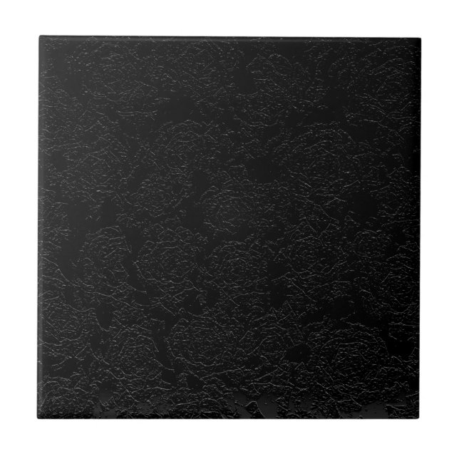 Azulejo Patrón contemporáneo moderno floral negro (Frente)