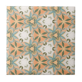 Azulejo Patrón continuo botánico azul melocotón