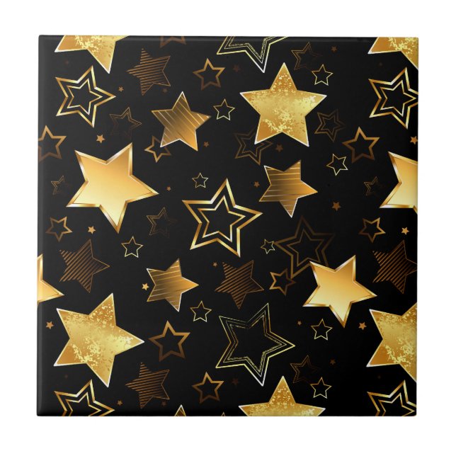 Azulejo Patrón continuo con estrellas doradas (Frente)