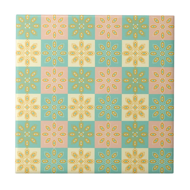 Azulejo Patrón continuo con motivos florales geométricos (Frente)