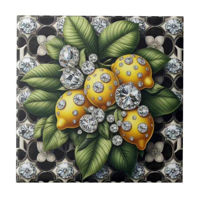 Azulejo Patrón continuo de arte deco en blanco y negro con (Frente)