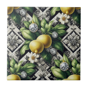 Azulejo Patrón continuo de arte deco en blanco y negro con