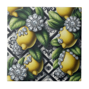 Azulejo Patrón continuo de arte deco en blanco y negro con