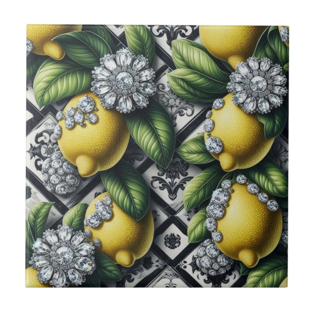 Azulejo Patrón continuo de arte deco en blanco y negro con (Frente)