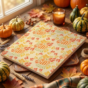 Azulejo Patrón continuo de calabaza de otoño y hojas que c