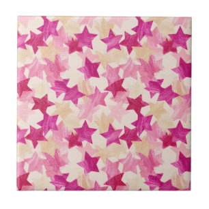 Azulejo Patrón continuo de estrella angustiado rosa