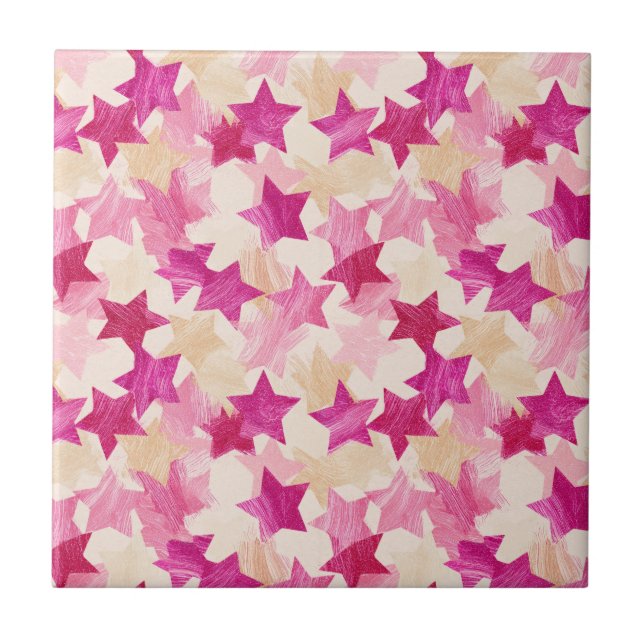 Azulejo Patrón continuo de estrella angustiado rosa (Frente)