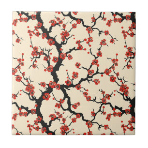 Azulejo Patrón continuo de flor de cerezo elegante