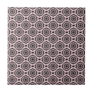 Azulejo Patrón continuo de flores negras rosadas