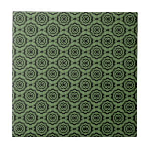 Azulejo Patrón continuo de flores negras verdes