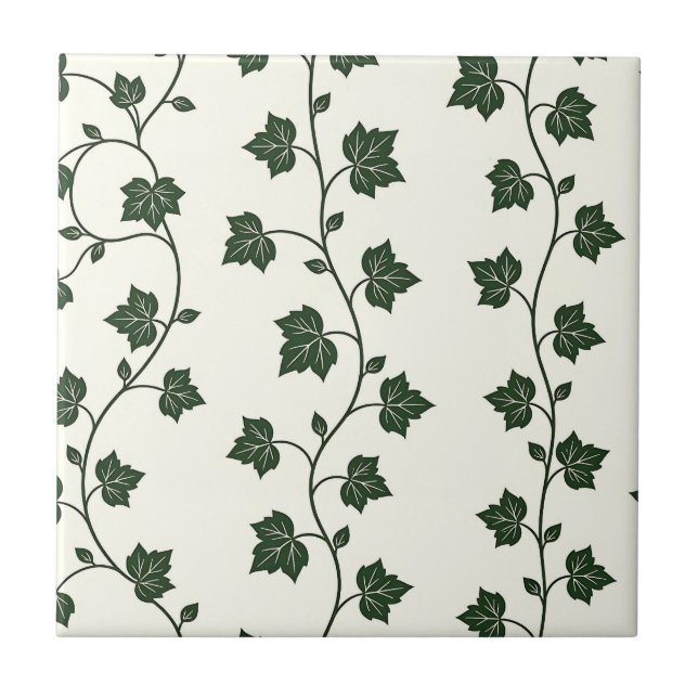 Azulejo Patrón continuo de hiedra clásico verde (Frente)