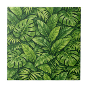 Azulejo Patrón continuo de hojas tropicales modernas