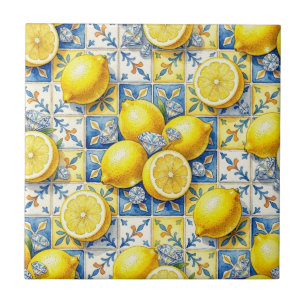 Azulejo Patrón continuo de limones y diamantes